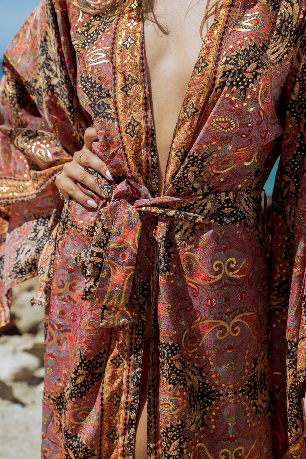 Havana- Maxi longsleeve silk kimono